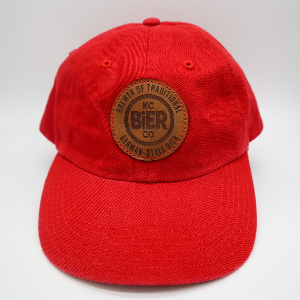 Red leather 2025 baseball cap